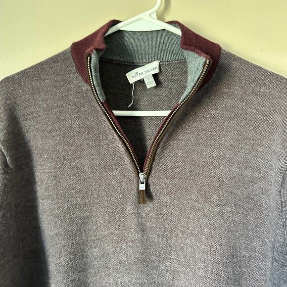 Peter Millar Merino Wool Quarter Zip Sweater Mens LARGE Pullover Preppy Golf - Picture 6 of 12